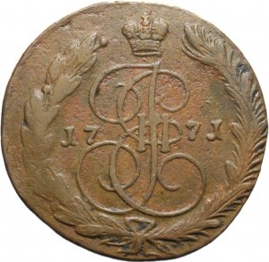 Rusko, 5 kopejok, Katarína II, 5 kopejok, 1771 EM, Jekaterinburg