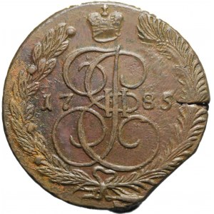 Rusko, Katarína II, 5 kopejok 1785 EM, Jekaterinburg