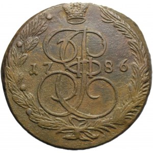 Rusko, Katarína II, 5 kopejok 1786 EM, Jekaterinburg
