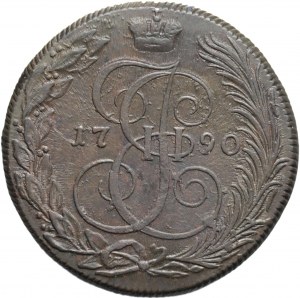 Rosja, Katarzyna II, 5 kopiejek 1790 KM, Suzun, ładne