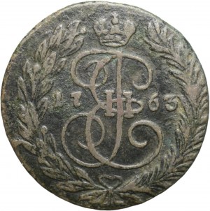 Rusko, Catherine II, 2 Kopiejki 1763 EM, Jekatěrinburg