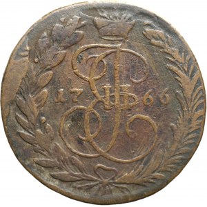 Rusko, Kateřina II, 2 kopějky 1766 EM, Jekatěrinburg