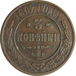 Rusko, Alexander II, 3 kopejky 1867, Petrohrad