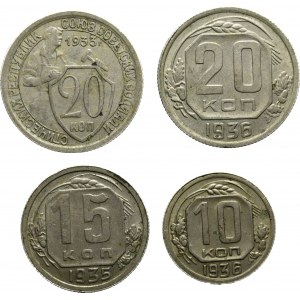 Russia sovietica, serie di quattro monete del periodo interbellico