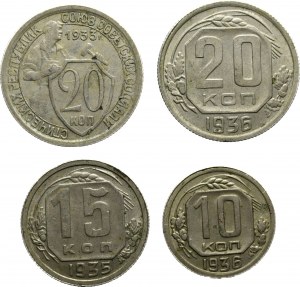 Soviet Russia, Set of four coins from the interwar period