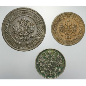 Russia, Nicola II, serie di 3 monete