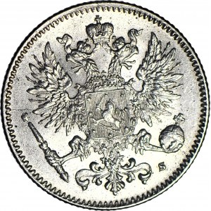 Finlande / Russie, Nicolas II, 50 penniä 1916 S, frappé