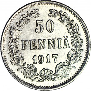 Finlandia / Rosja, Mikołaj II, 50 penniä 1917 S, mennicze