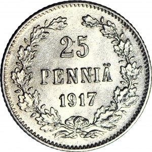 Finlandia / Rosja, Mikołaj II, 25 penniä 1917 S, mennicze