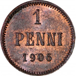 Fínsko / Rusko, Mikuláš II, 1 penny 1906, razené