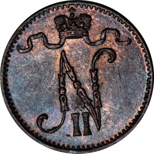 Fínsko / Rusko, Mikuláš II, 1 penny 1906, razené