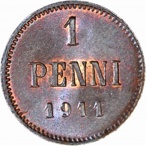 Fínsko / Rusko, Mikuláš II, 1 cent 1911, razený