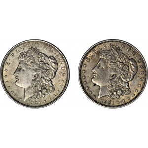 USA, $1 1921, Philadelphia and Denwer, Morgan type, set of 2.