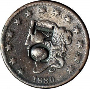 RRR-, USA/Sri Lanka, 1 cent 1830, kontramarka Tatham & Co. - Sri Lanka