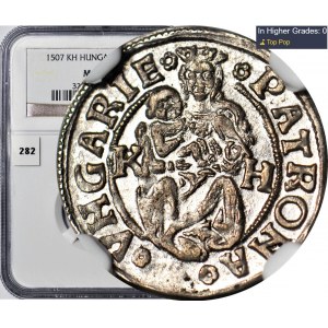 Hungary, Ladislaus II Jagiellonian, Denarius, 1507 KB, Kremnica,mintage