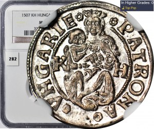 Hungary, Ladislaus II Jagiellonian, Denarius, 1507 KB, Kremnica,mintage