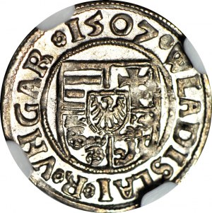 Węgry, Władysław II Jagiellończyk, Denar, 1507 KB, Kremnica,menniczy
