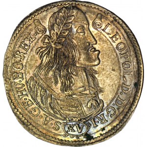 Ungarn, Leopold I., 15 Krajcars 1662 KB, Kremnica, gemünzt