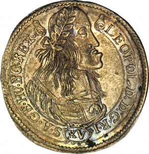 Ungheria, Leopoldo I, 15 krajcars 1662 KB, Kremnica, coniata