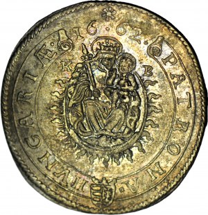 Maďarsko, Leopold I., 15 krajcarů 1662 KB, Kremnica, raženo