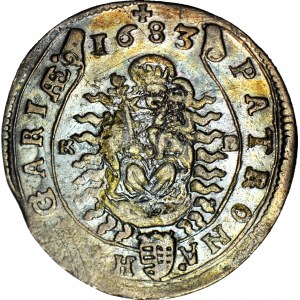 Węgry, Leopold I, 15 krajcarów 1683 KB, Kremnica