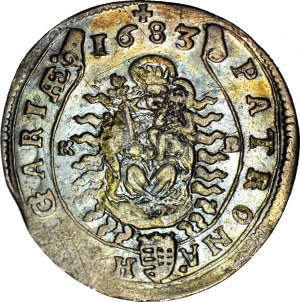 Maďarsko, Leopold I., 15 krajcarů 1683 KB, Kremnica