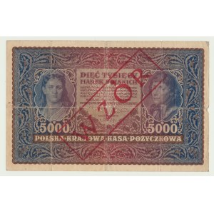 RRR-, 5.000 marek polskich 1919 II Serja A 123456 WZÓR, oryginał, nienotowany