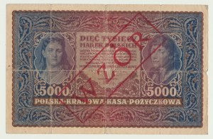 RRR-, 5 000 marks polonais 1919 2ème série A 123456 MODÈLE, original, non coté