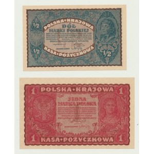 1/2 polnische Marke 1920 und 1 polnische Marke 1919, 1. Serie KC