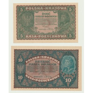 5 a 10 poľských značiek 1920, II séria W, II séria DB