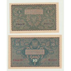 5 a 10 polských značek 1920, II série W, II série DB