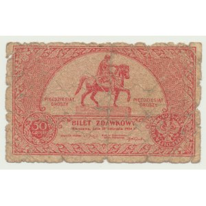 50 grošů 1924, vstupenka