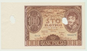 100 złotych 1934 Poniatowski, ser. CA, skasowany