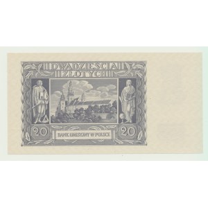 20 gold 1940, obverse, without series and numbering, completed with watermark