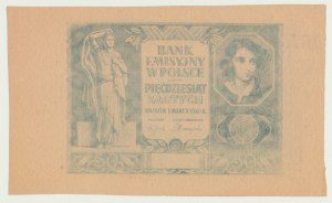 50 złotych 1940, tylko poddruk awersu i rewersu