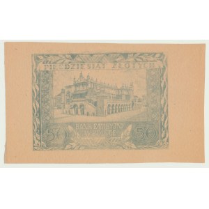 50 złotych 1940, tylko poddruk awersu i rewersu