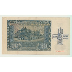 50 Zloty 1941, Serie A, Überdruck 1994 im Zusammenhang mit dem Warschauer Aufstand , Seltenheit
