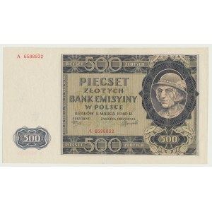 500 Zloty 1940, Highlander, seltene erste Serie A