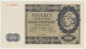 500 złotych 1940, Góral, rzadka pierwsza seria A