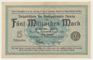 Danzica, 5 miliardi di marchi 1923, znw. 