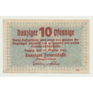 Gdaňsk, 10 pfennige 1923, říjen