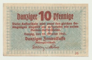 Gdaňsk, 10 pfennige 1923, říjen
