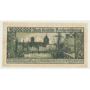 Danzica, 10 milioni di marchi 1923, senza serie, stampa non ruotata