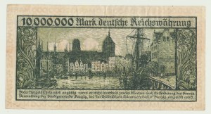 Gdańsk, 10 milionów marek 1923, bez serii, druk nieobrócony