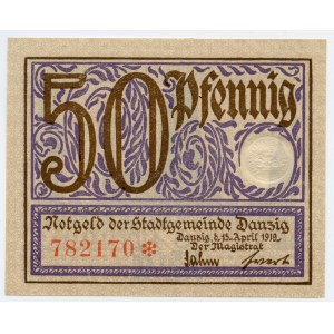 Gdansk, 50 fenig 1919, impression violette