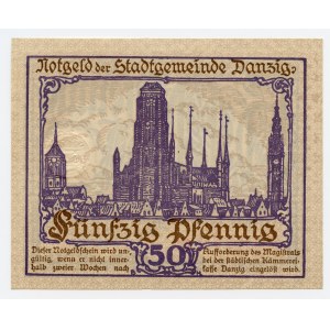 Danzig, 50 fenig 1919, violetter Druck