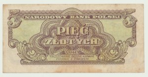 5 Zloty 1944 ...schuldig, ser. 0M, seltene Serie