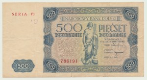500 złotych 1947, SERIA F3 - bardzo rzadkie