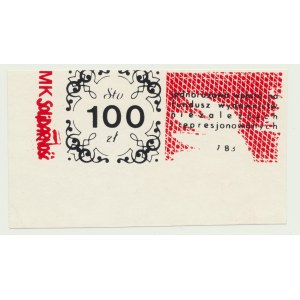 Solidarité, 100 zlotys Fonds indépendant d'édition, n° 183, valeur nominale gauche