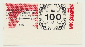 Solidarność, 100 złotych Fundusz Wydawnictw Niezależnych, nr 883, nominał po prawej